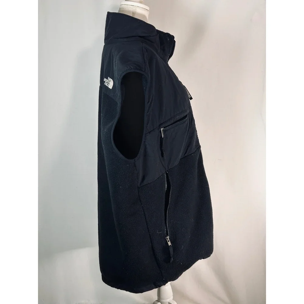 The North Face Denali Fleece Vest‎ Mens Black Full Zip Jacket Nylon Overlay